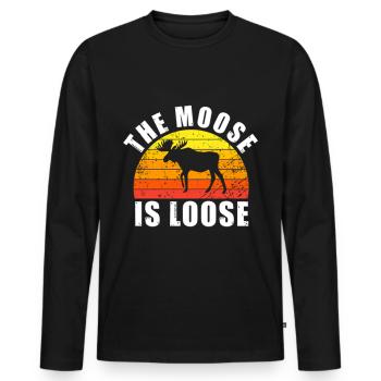 Retro Elch Lustiger Spruch - Männer Premium Bio Langarmshirt - Schwarz - Vorne - Nico (187cm)