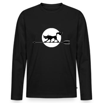 Archery Archer Shirt Wolf Arrow Moon - T-shirt manches longues Premium bio Homme - noir - Devant - Nico (187cm)