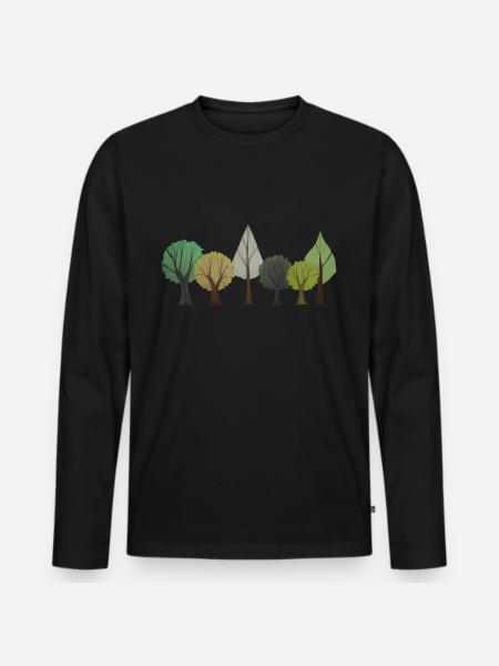 Trees Deciduous Forest Drawing - Men's Premium Organic Long Sleeve Shirt - black