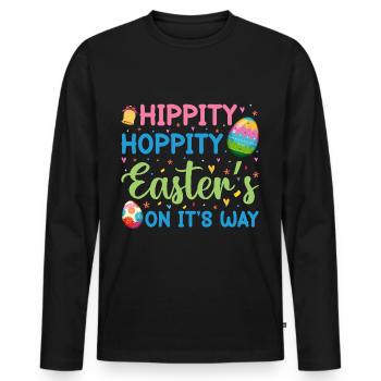 Joyeuses Pâques avec le lapin de Pâques - T-shirt manches longues Premium bio Homme - noir - Devant - Nico (187cm)