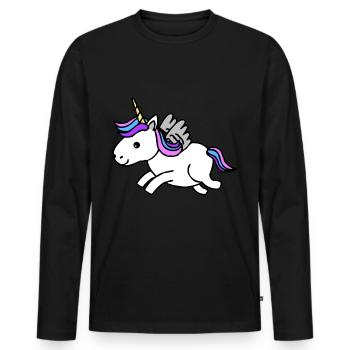 Unicorn Unicorn Mythical Creature Cartoon - Men's Premium Organic Long Sleeve Shirt - black - Front - Nico (187cm)