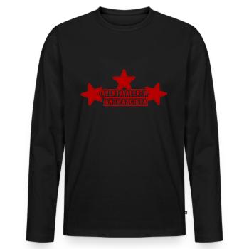 Étoile antifasciste trois étoiles - T-shirt manches longues Premium bio Homme - noir - Devant - Nico (187cm)