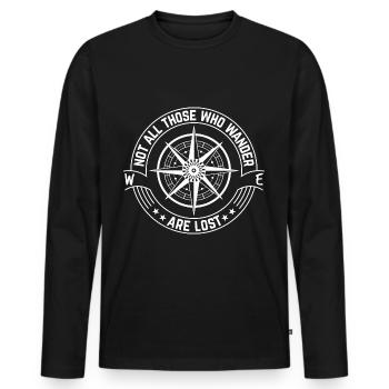 Wandern - nicht alle, die wandern, sind verloren! - Männer Premium Bio Langarmshirt - Schwarz - Vorne - Nico (187cm)