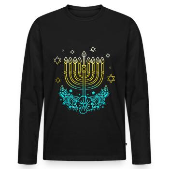 Chanukkah Hanukkah Hanukah Menorah - Men's Premium Organic Long Sleeve Shirt - black - Front - Nico (187cm)