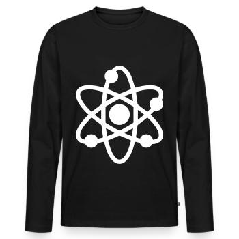 Atom icon - Men's Premium Organic Long Sleeve Shirt - black - Front - Nico (187cm)