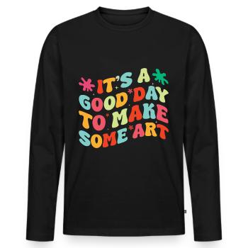 Artists - A good day to make art - Men's Premium Organic Long Sleeve Shirt - black - Front - Nico (187cm)