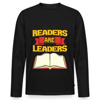 Lesen Bücher Buch Lesezeichen Bücherwurm Geschenk - Männer Premium Bio Langarmshirt - Schwarz - Vorne - Nico (187cm)