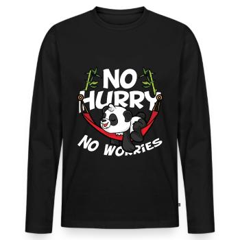 Relaxing Panda Chilling Relax Funny Gift - Men's Premium Organic Long Sleeve Shirt - black - Front - Nico (187cm)