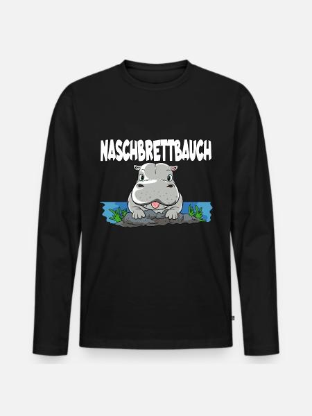 Naschbrettbauch Nilpferd Hippo - Männer Premium Bio Langarmshirt - Schwarz