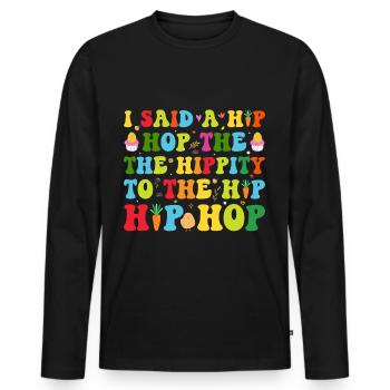 Happy Easter with the Easter Bunny - Men's Premium Organic Long Sleeve Shirt - black - Front - Nico (187cm)