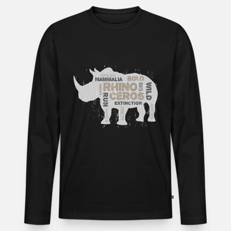 Speichern Sie das Nashorn - Männer Premium Bio Langarmshirt - Schwarz