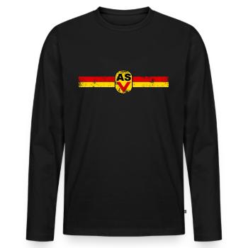 DDR - NVA - Armeesportverein - Retro usedlook - Männer Premium Bio Langarmshirt - Schwarz - Vorne - Nico (187cm)