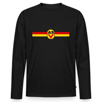 ASV - DDR - Armeesportverein - NVA - Ostalgie - Männer Premium Bio Langarmshirt - Schwarz - Vorne - Nico (187cm)
