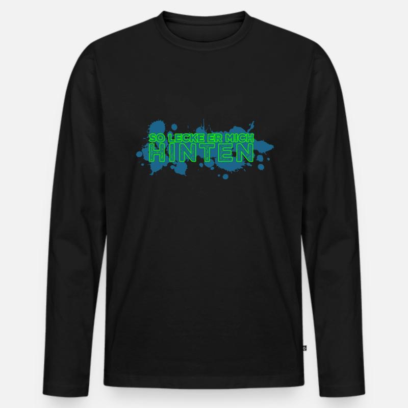 Arschlecken leck mich - Männer Premium Bio Langarmshirt - Schwarz