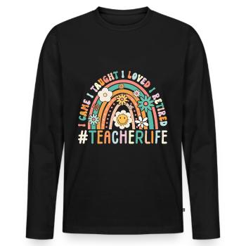Enseignant à la retraite ! Vacances d’été pour toujours - T-shirt manches longues Premium bio Homme - noir - Devant - Nico (187cm)
