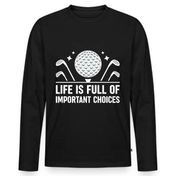 Golf Golf Clubs de golf Golfeur - T-shirt manches longues Premium bio Homme - noir - Devant - Nico (187cm)