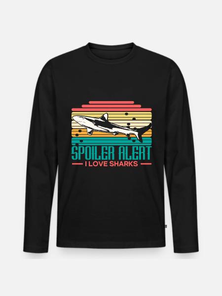Hai Raubfisch Geschenkidee - Männer Premium Bio Langarmshirt - Schwarz