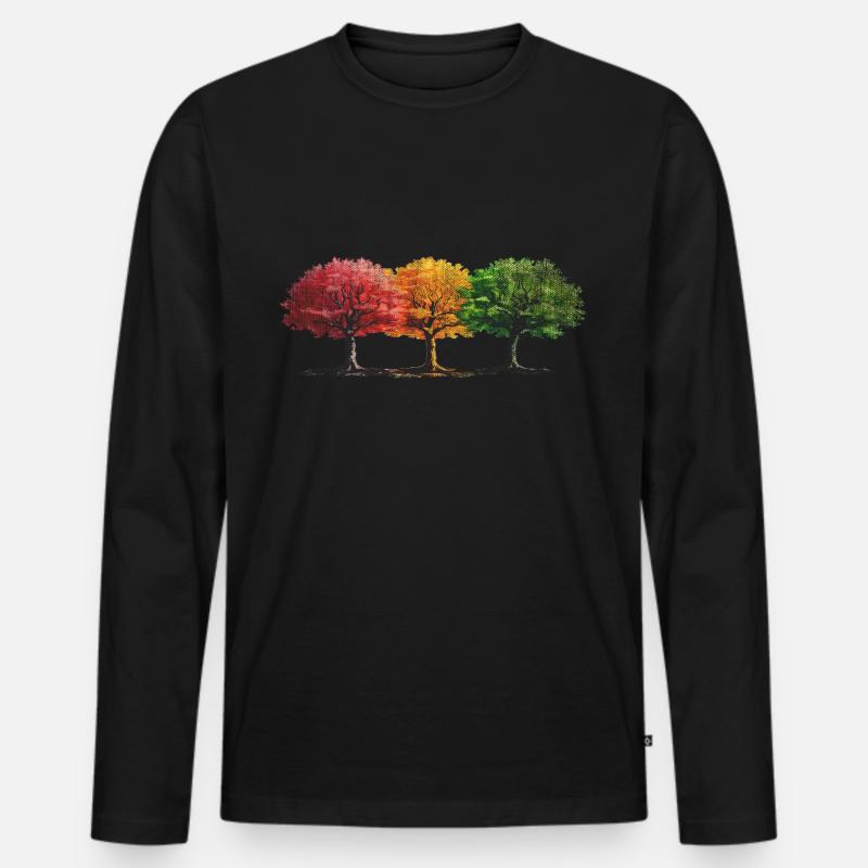 Bäume Baum bunt - Männer Premium Bio Langarmshirt - Schwarz