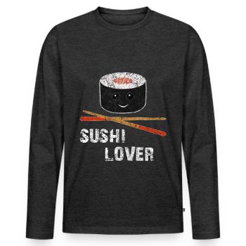 eat - Men's Premium Organic Long Sleeve Shirt - heather anthracite - Front - Nico (187cm)