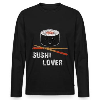 Essen - Männer Premium Bio Langarmshirt - Schwarz - Vorne - Nico (187cm)
