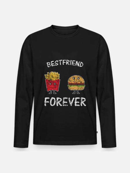 Beste Freunde Essen - Männer Premium Bio Langarmshirt - Schwarz