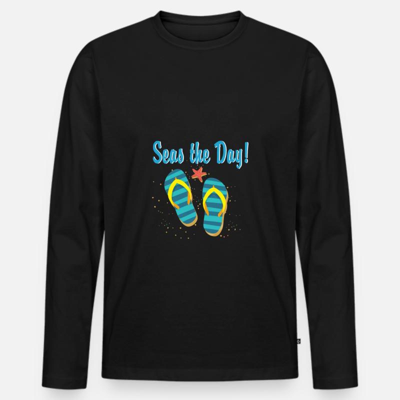 Strand - Männer Premium Bio Langarmshirt - Schwarz