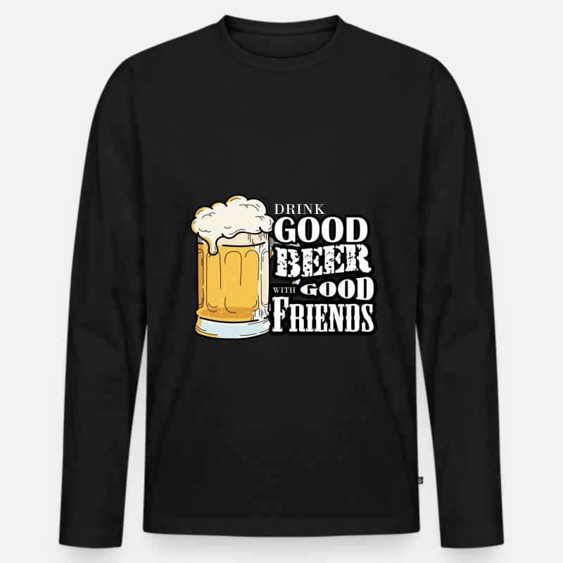 Bier - Männer Premium Bio Langarmshirt - Schwarz