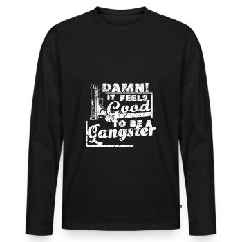 Gangster disant - T-shirt manches longues Premium bio Homme - noir - Devant - Nico (187cm)