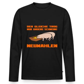Schweine Politik - Männer Premium Bio Langarmshirt - Schwarz - Vorne - Nico (187cm)
