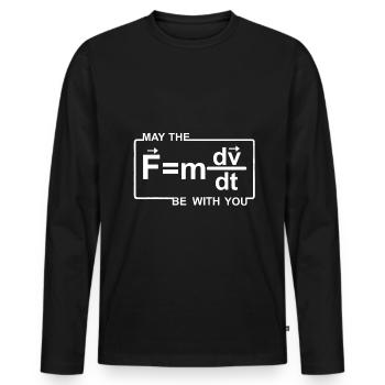 Science May The Force Star Equation Funny Space - T-shirt manches longues Premium bio Homme - noir - Devant - Nico (187cm)
