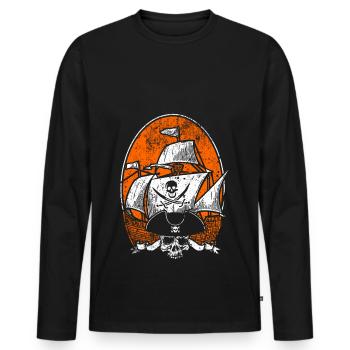 Ship pirate ship boat pirate piracy - Men's Premium Organic Long Sleeve Shirt - black - Front - Nico (187cm)
