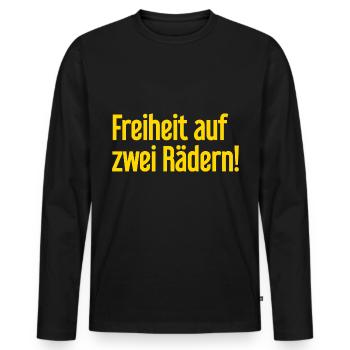 Freedom on Two Wheels - Cyclist Design - Men's Premium Organic Long Sleeve Shirt - black - Front - Nico (187cm)
