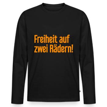 Freedom on Two Wheels - Cyclist Design - Men's Premium Organic Long Sleeve Shirt - black - Front - Nico (187cm)