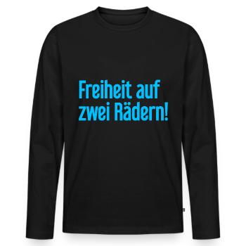 Freedom on Two Wheels - Cyclist Design - Men's Premium Organic Long Sleeve Shirt - black - Front - Nico (187cm)