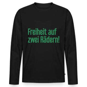Freedom on Two Wheels - Cyclist Design - Men's Premium Organic Long Sleeve Shirt - black - Front - Nico (187cm)