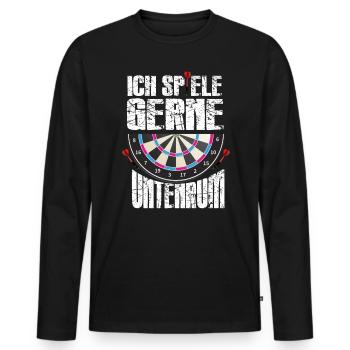 Funny Lustiges Dart Fan Dartscheibe Dartspieler - Männer Premium Bio Langarmshirt - Schwarz - Vorne - Nico (187cm)