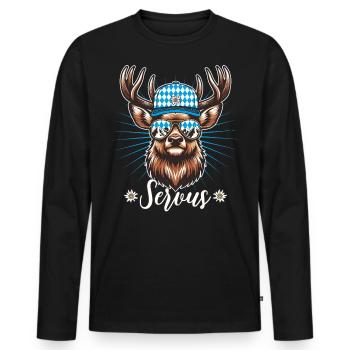 Servus Cooler Hirsch Herren Trachtenersatz Bayern - Männer Premium Bio Langarmshirt - Schwarz - Vorne - Nico (187cm)