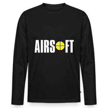 Airsoft / Softair / Softgun / AEG Airsoft Milsim - T-shirt manches longues Premium bio Homme - noir - Devant - Nico (187cm)