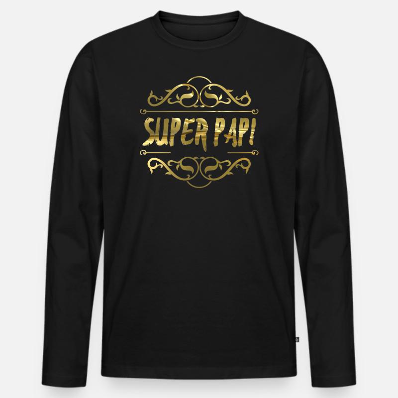 Super Papi - Männer Premium Bio Langarmshirt - Schwarz