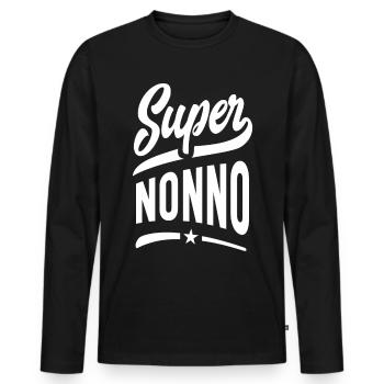 Super Nonno - T-shirt manches longues Premium bio Homme - noir - Devant - Nico (187cm)