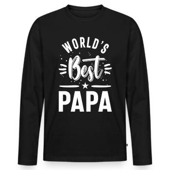 World's Best Papa - Men's Premium Organic Long Sleeve Shirt - black - Front - Nico (187cm)