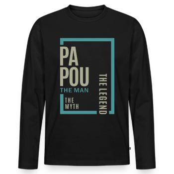 Papou der Mythos - Männer Premium Bio Langarmshirt - Schwarz - Vorne - Nico (187cm)