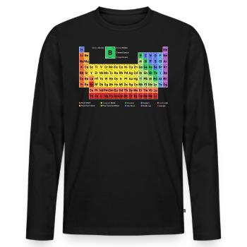 Tableau périodique des éléments nouveaux et complets - T-shirt manches longues Premium bio Homme - noir - Devant - Nico (187cm)