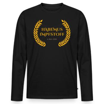 Habemus Impfstoff - Corona Impfung Gold - Männer Premium Bio Langarmshirt - Schwarz - Vorne - Nico (187cm)
