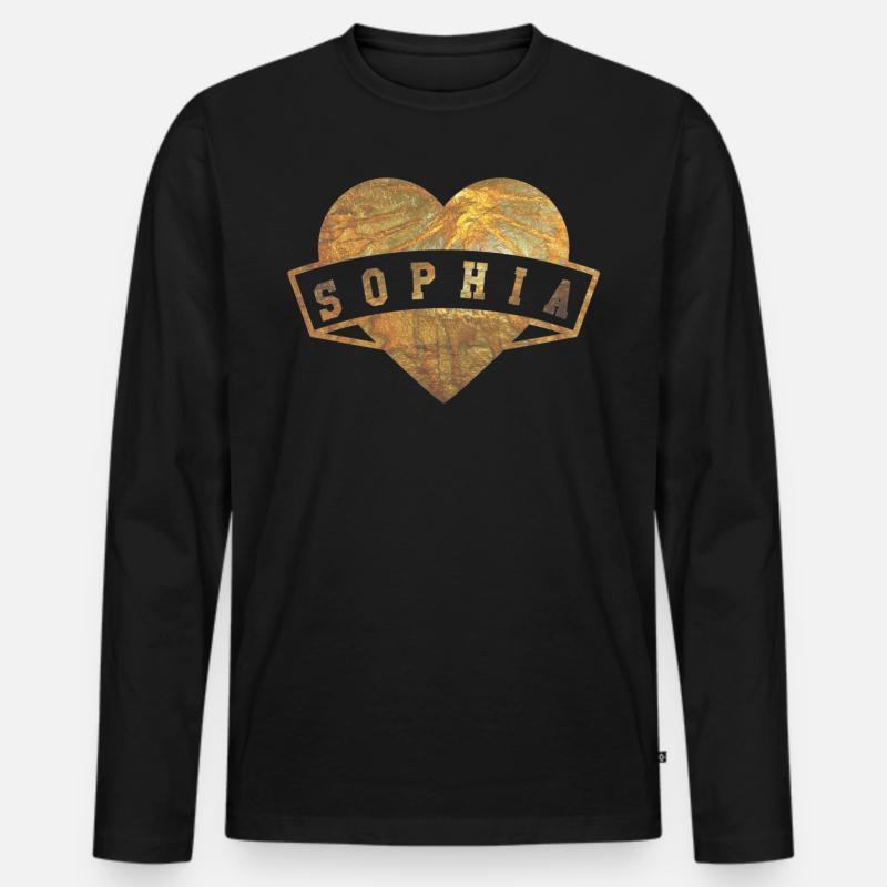 Sophia Herzen Gold - Männer Premium Bio Langarmshirt - Schwarz