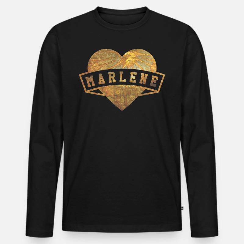 Marlene Herzen Gold - Männer Premium Bio Langarmshirt - Schwarz