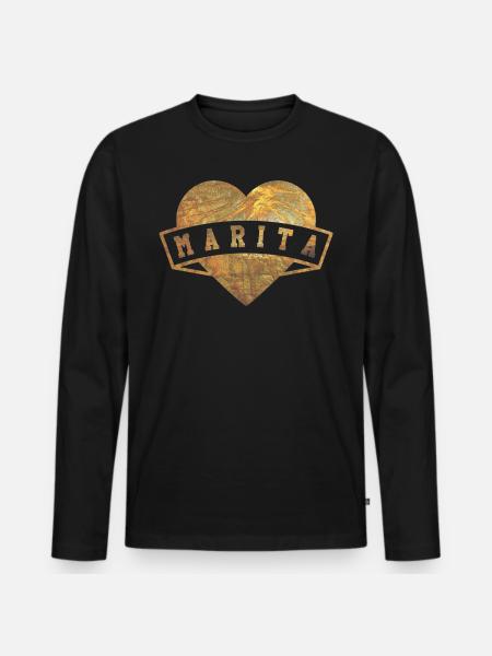Marita Hearts Gold - Men's Premium Organic Long Sleeve Shirt - black
