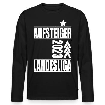 Aufsteiger Landesliga 2023 Aufstiegstrikot - Männer Premium Bio Langarmshirt - Schwarz - Vorne - Nico (187cm)
