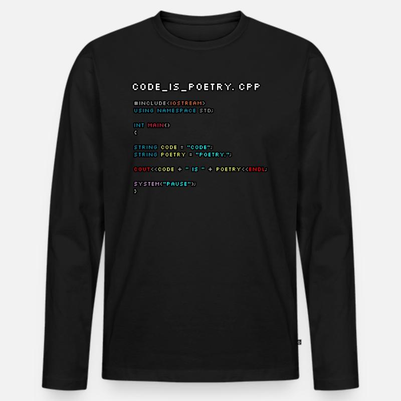 Code ist Poesie.CPP - Männer Premium Bio Langarmshirt - Schwarz