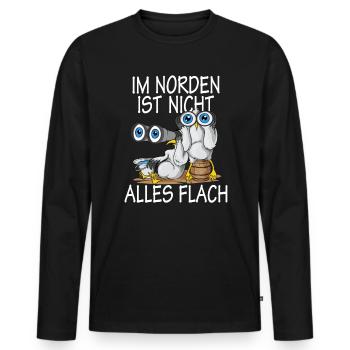 Nord Küste Norden ist nicht alles Flach - Männer Premium Bio Langarmshirt - Schwarz - Vorne - Nico (187cm)